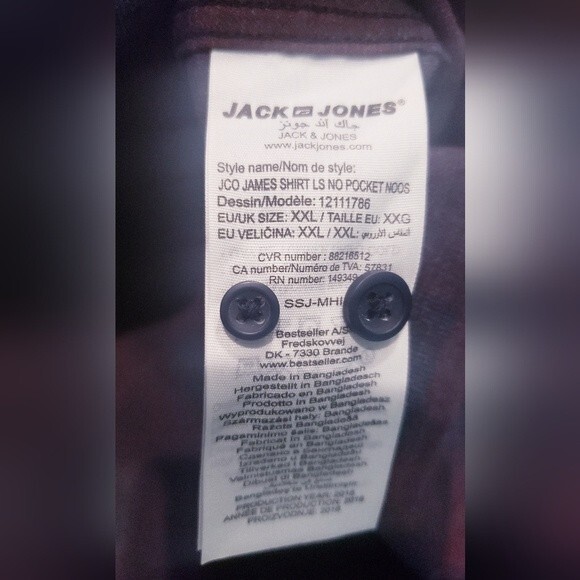 Core by Jack & Jones Men Plaid Long Sleeve Button Down Slim Fit Shirt Size XXL - Picture 5 of 5